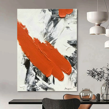 Orange - Black Brushstroke Abstract Art for Edgy Retail Store & Urban Art Gallery DLZ1458