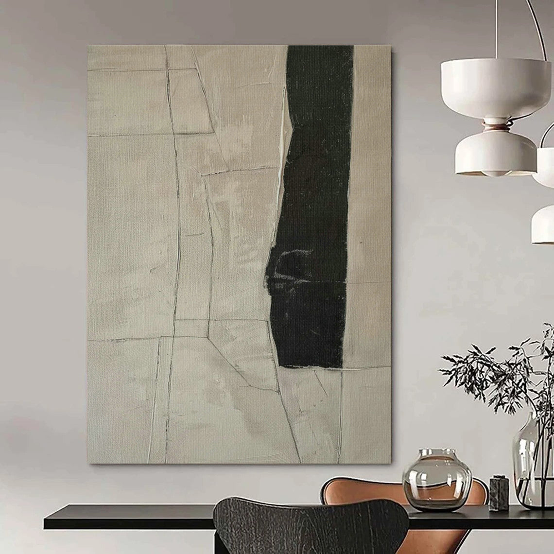 Geometric Division Abstract Art for Minimalist Office & Home Entryway DLZ1165
