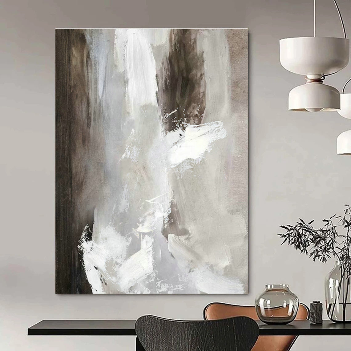 Gray - White Abstract Art for Minimalist Living Room & Spa Relaxation Area DLZ2022