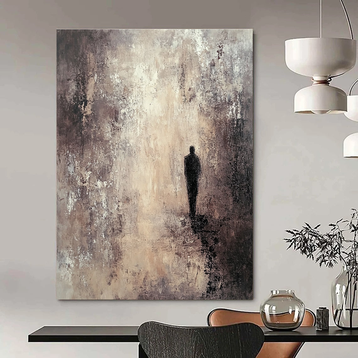 Lonely Figure in Mist for Thoughtful Library & Minimalist Bedroom STSC206