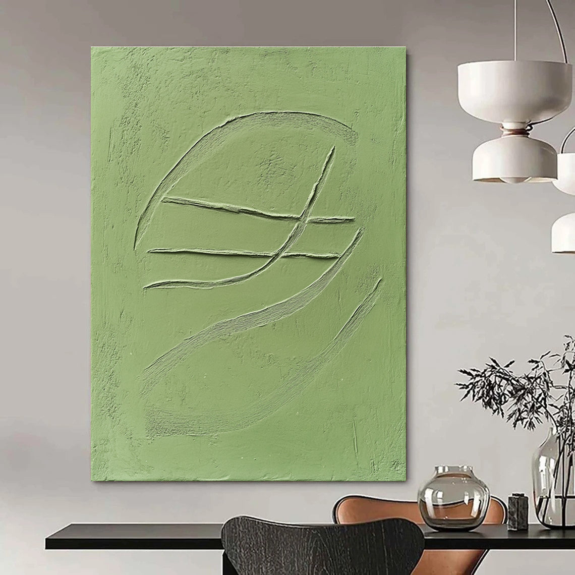 Green Textured Lines for Minimalist Home Office & Modern Art Gallery STSC1010