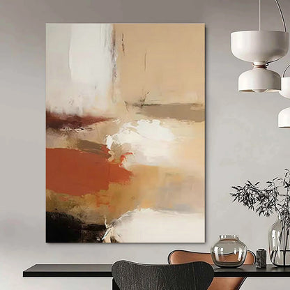Beige - White - Red Abstract Art for Bedroom & Creative Studio DLZ1252