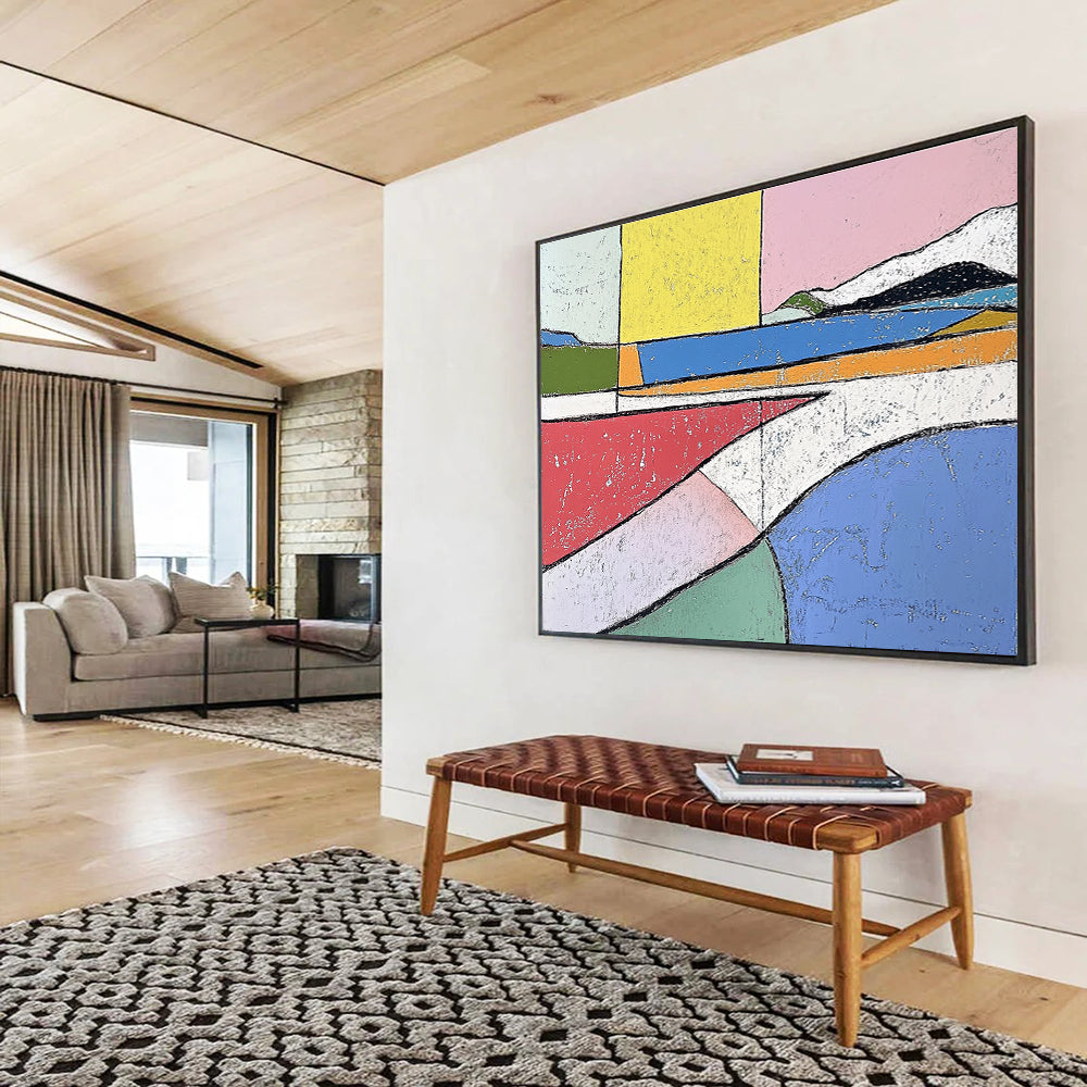 Geometric Landscape Collage Art for Contemporary Office Lounge & Art - Centric Café SC061