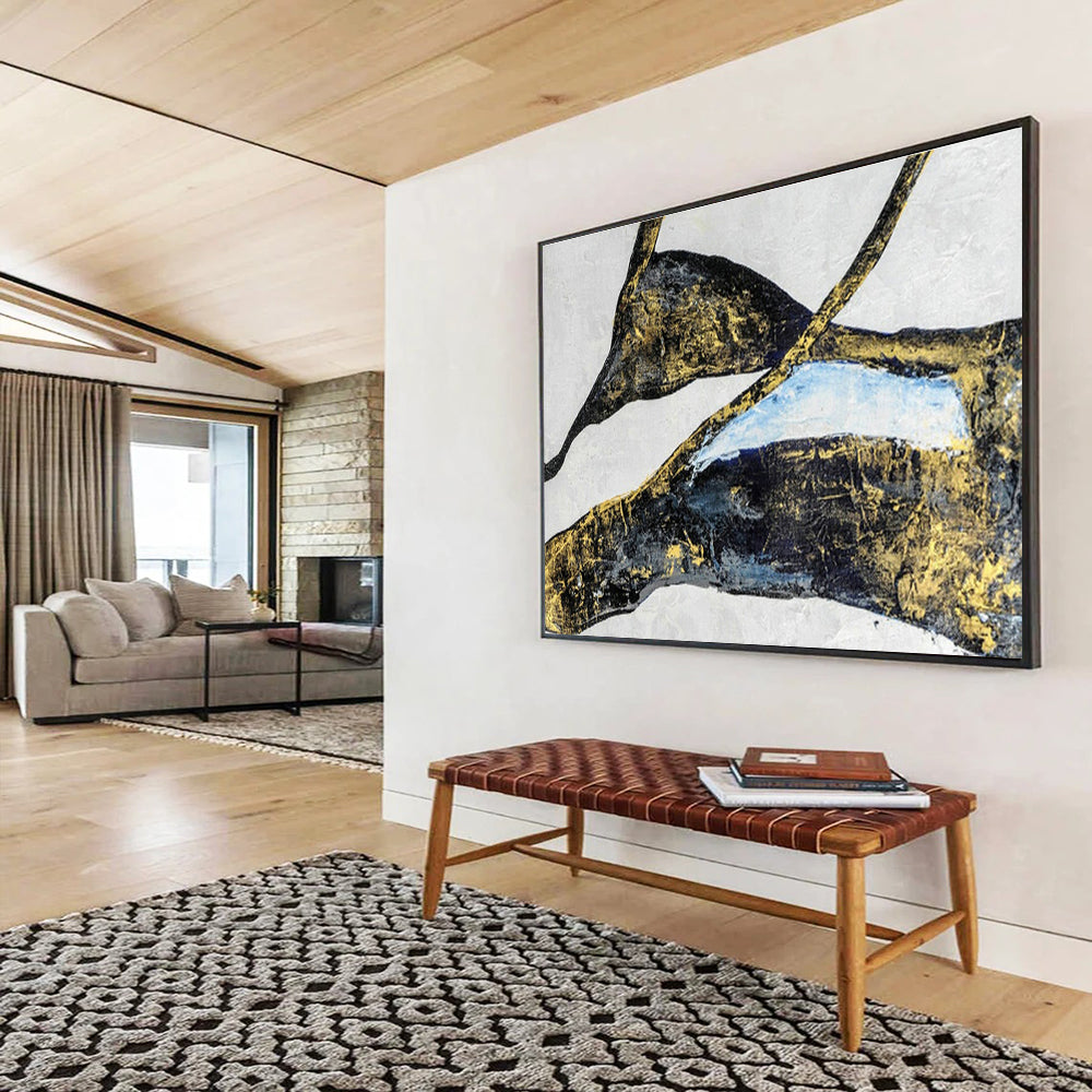 Luxury Black and Gold Abstract Art for a Luxurious Home Office DLZ2395