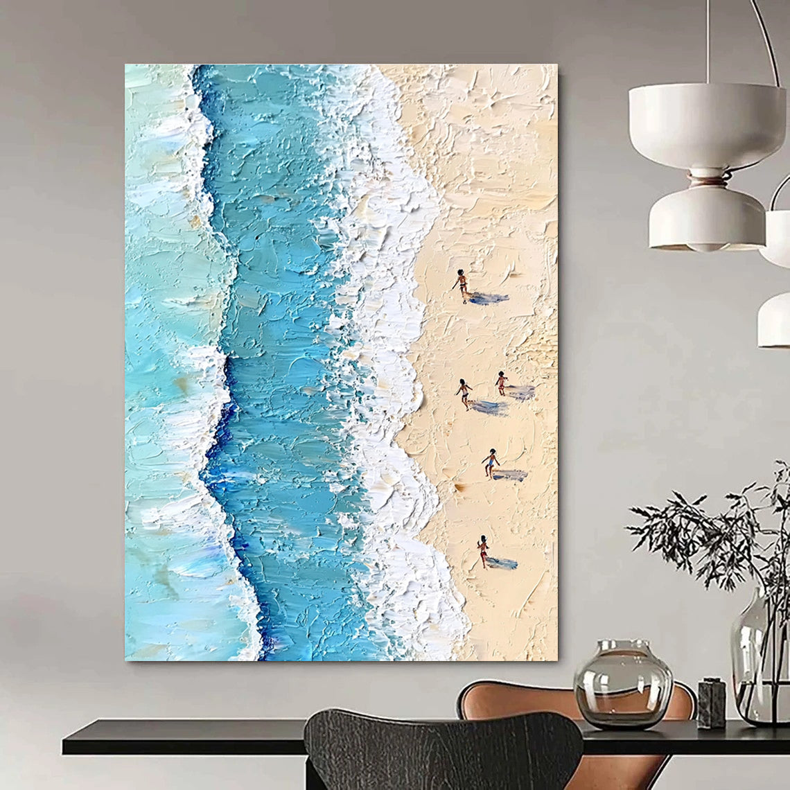 Textured Beach Scene for Coastal Home Office & Family Vacation Home STSC854