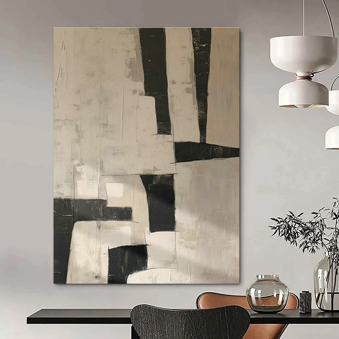 Black - White Geometric Art for Contemporary Home Entryway Statements DLZ0205