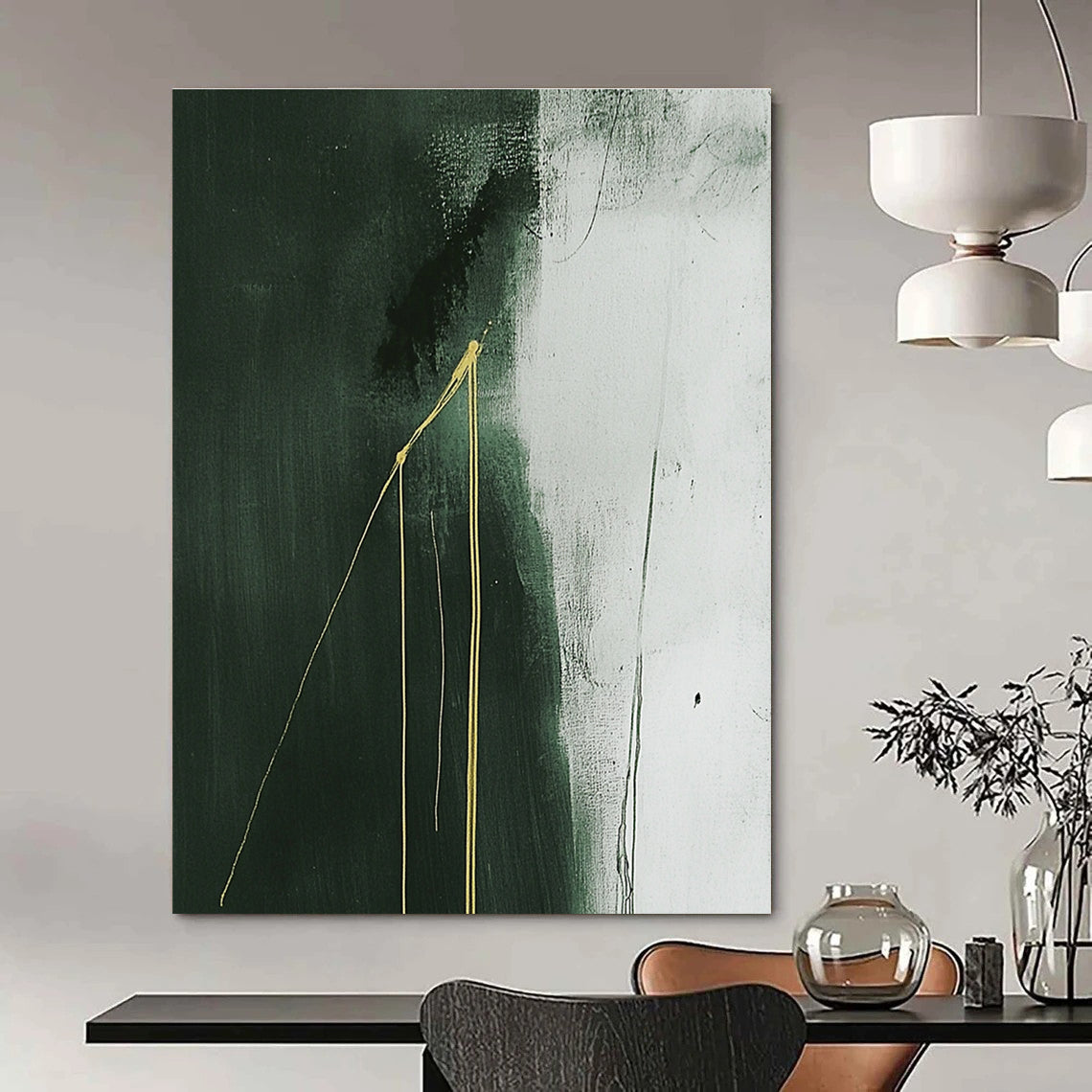 Dark Green with Gold Streaks for Sophisticated Dining Room & Art Gallery Lounge STSC1241