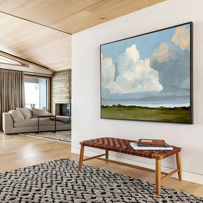 Soothing Blue Sky and Fluffy Clouds Art for a Calm and Peaceful Reading Nook Oasis DLZ2789
