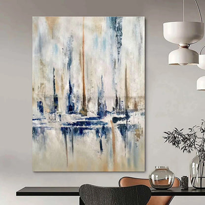 Blue - Grey City Abstract Art for Living Room & Office DLZ0473