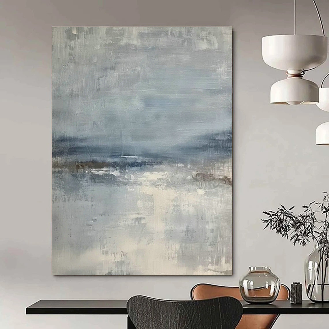 Blue - Grey Abstract Landscape Art for Living Room & Bedroom DLZ0417