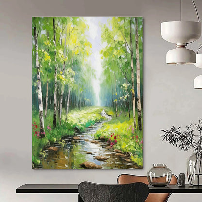 Forest Stream Landscape Art for Cottage Living Room & Eco - Friendly Café DLZ1273