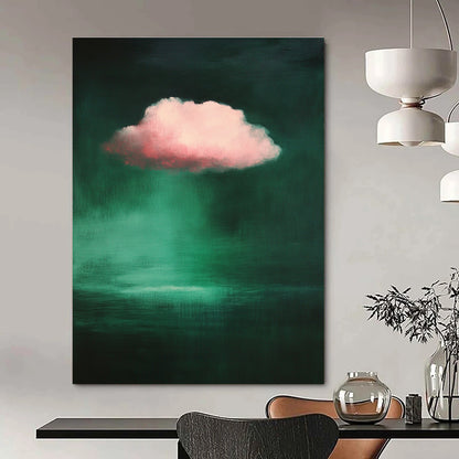 Pink Cloud Over Green Art for Bohemian - Style Bedroom & Nature - Inspired Meditation Space STSC1402