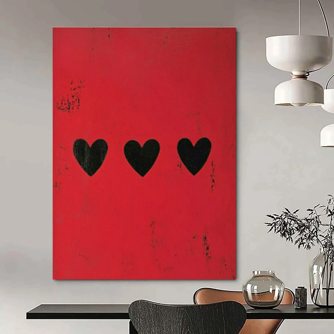 Red - Background Black - Hearts Art for Romantic Restaurant & Pop - Art Gallery DLZ1847