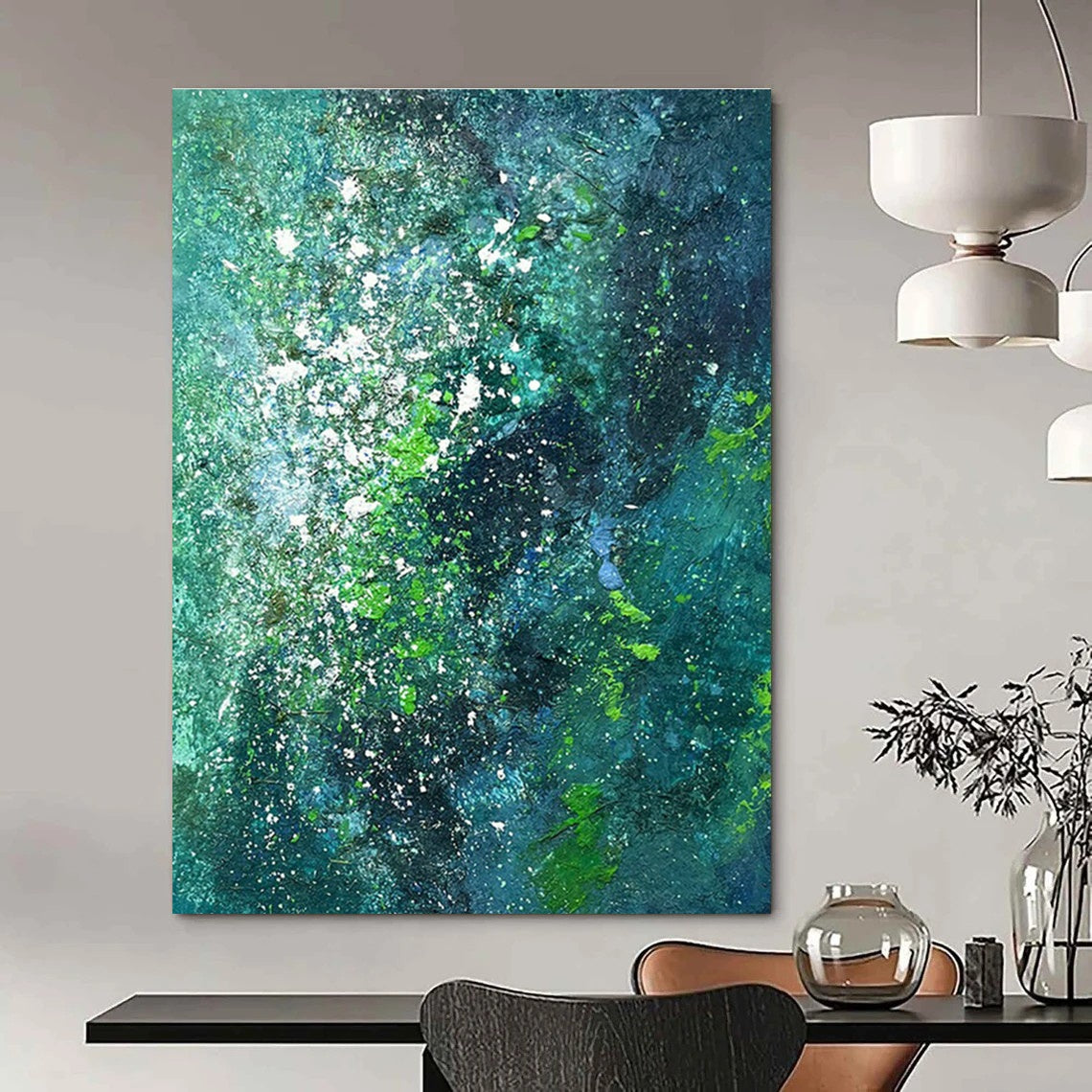 Blue - Green Starry Art for Cosmic - Themed Bar & Nature Lover’s Lounge DLZ1036