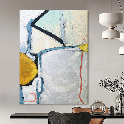 Blue - Gray - Yellow Geometric Abstract Art for Modern Studio & Home Office DLZ1110