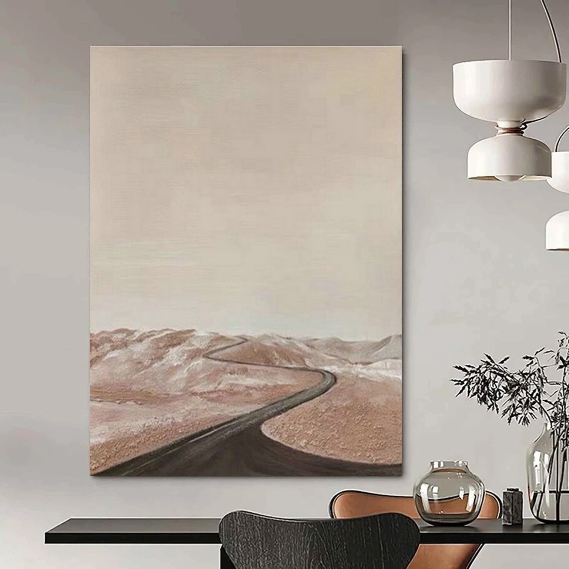 Desert Road Abstract Art for Modern Travel Agency & Minimalist Home Office DLZ1510