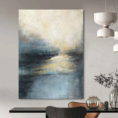 Blue - Gray Abstract Landscape Art for Modern Spa & Coastal Home Library DLZ2072