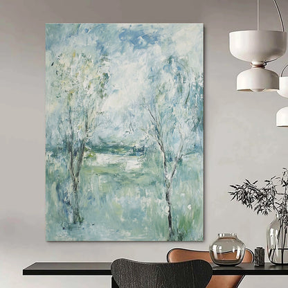 Light Blue and Green Abstract Landscape for Coastal Cottage & Relaxing Spa STSC352