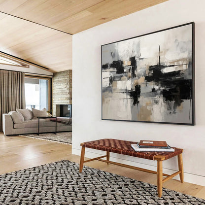 Grey - Brown Geometric Abstract Art for Contemporary Hallway DLZ2719