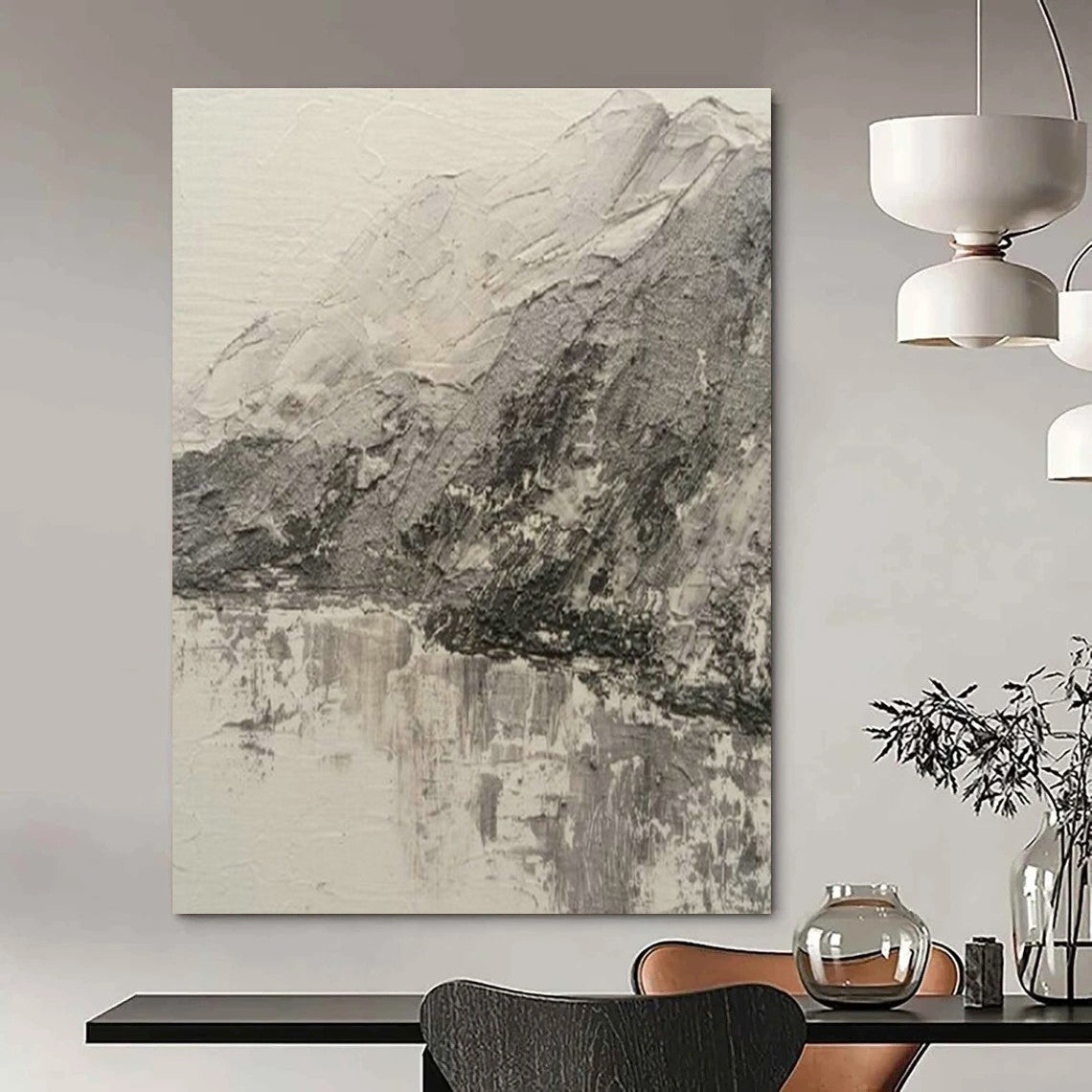Monochrome Mountain Landscape Art for Nature - Inspired Home Office & Minimalist Gallery DLZ2115