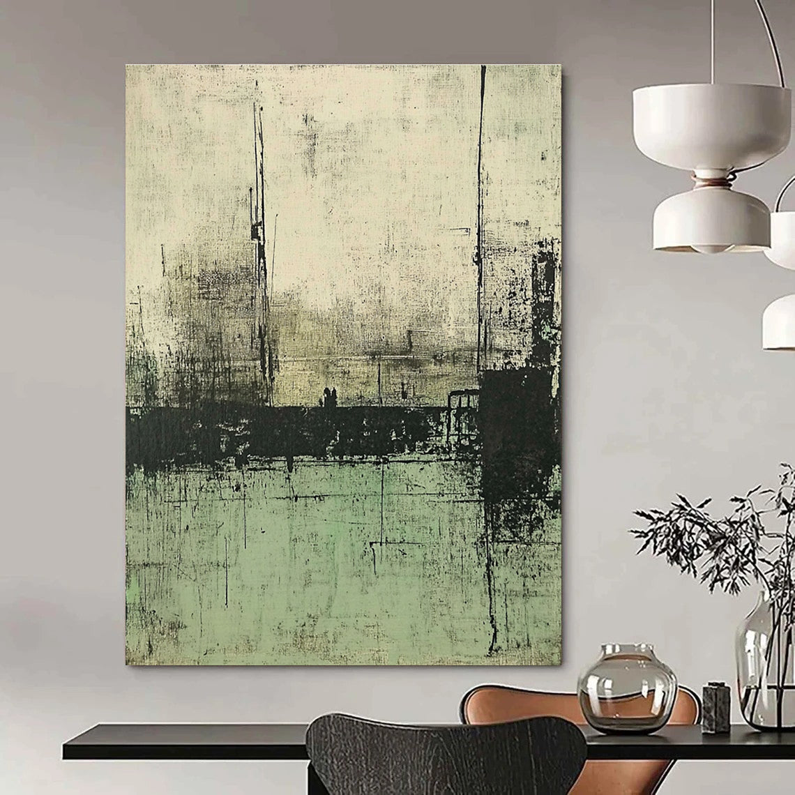 Monochrome Abstract Landscape for Industrial - Style Loft & Art Gallery Corridor STSC421