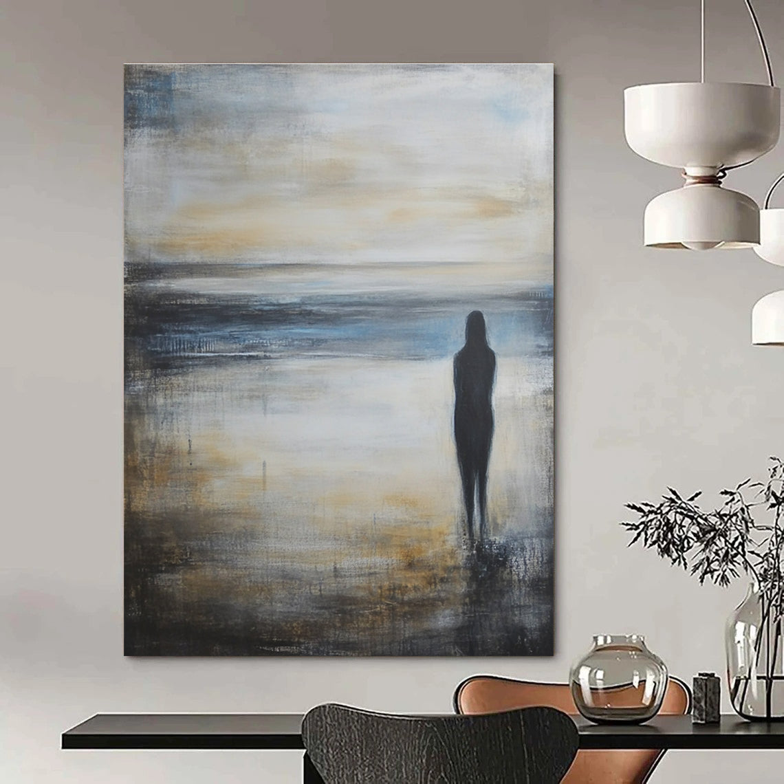 Figure by the Sea for Thought - Provoking Library & Serene Meditation Room STSC586