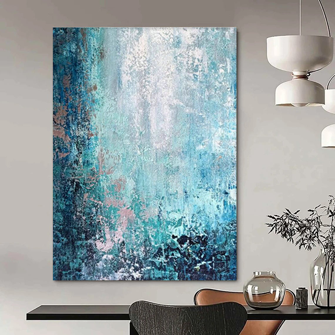 Blue - Pink Abstract Art for Beach House Balcony Spaces DLZ0074