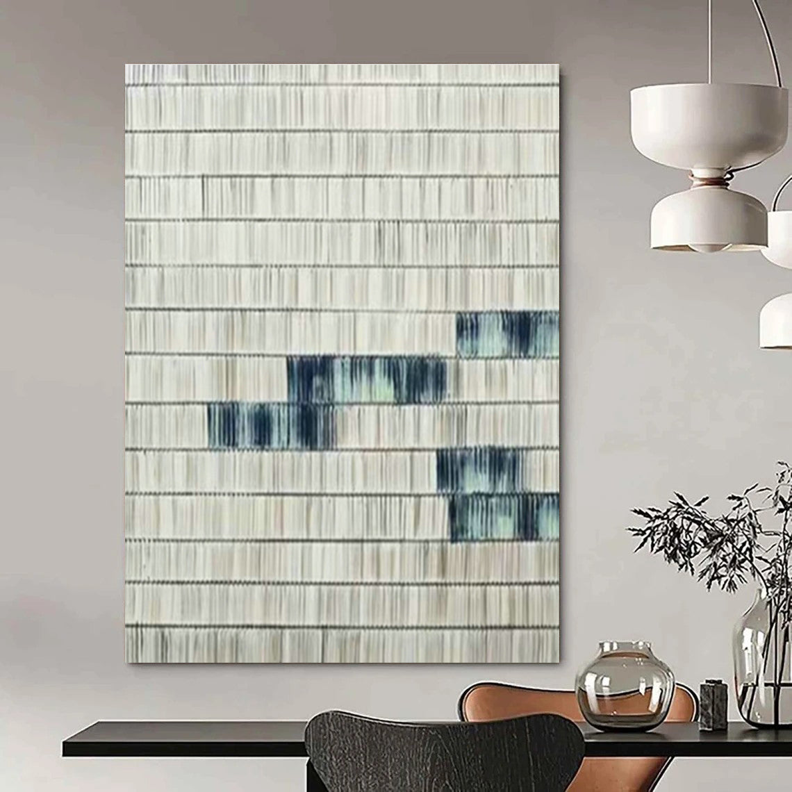 Gray - White Striped Art for Modern Office Meeting Room & Minimalist Home Library DLZ1040