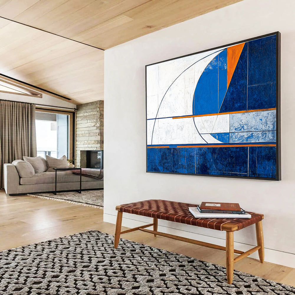 Geometric Blue - Orange Abstract for Architectural Firm & Modern Gallery SC029