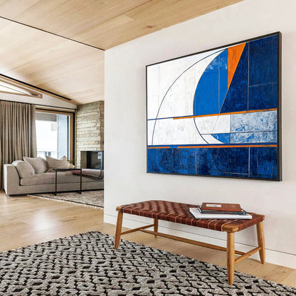 Geometric Blue - Orange Abstract for Architectural Firm & Modern Gallery SC029