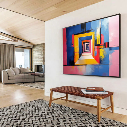 Colorful Geometric Tunnel Abstract Art for Contemporary Gallery & Bold Home Entrance SC337