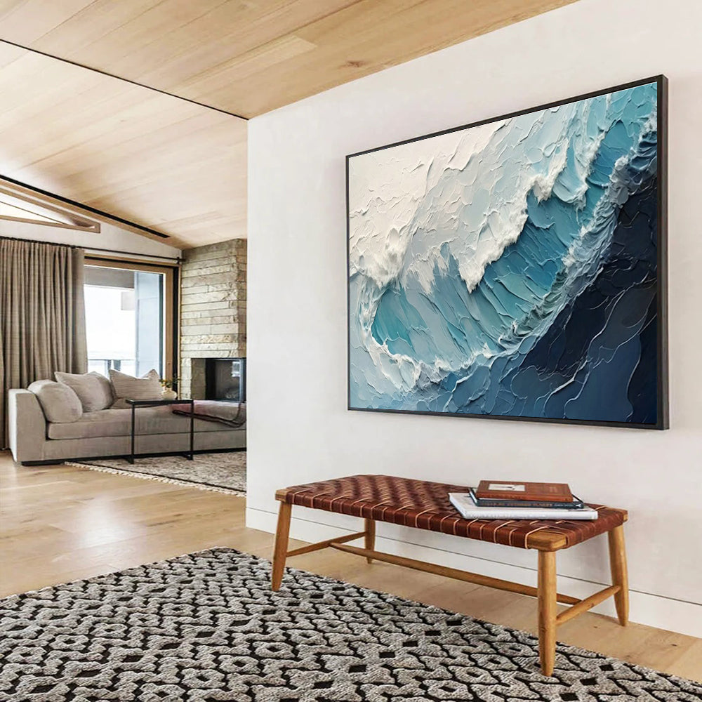 Textured Ocean Wave Art for Coastal Home Living Room Focal Points DLZ3256