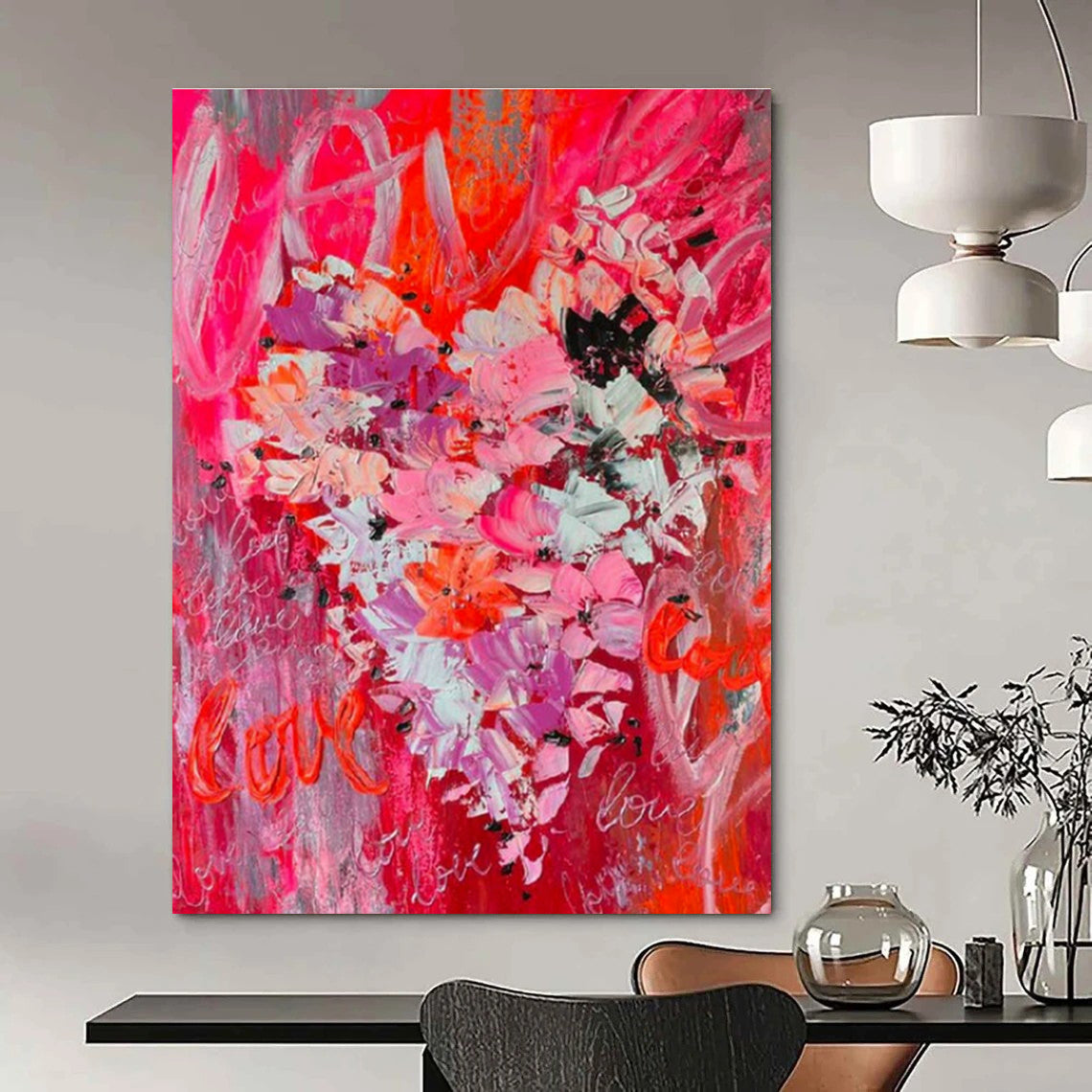 Pink Floral Love Art for Valentine's Day Event Space & Girly Boutique DLZ2112