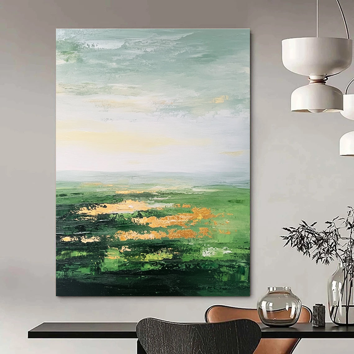 Green Field with Gold for Luxury Villa Living Room & Art - Centric Boutique STSC887