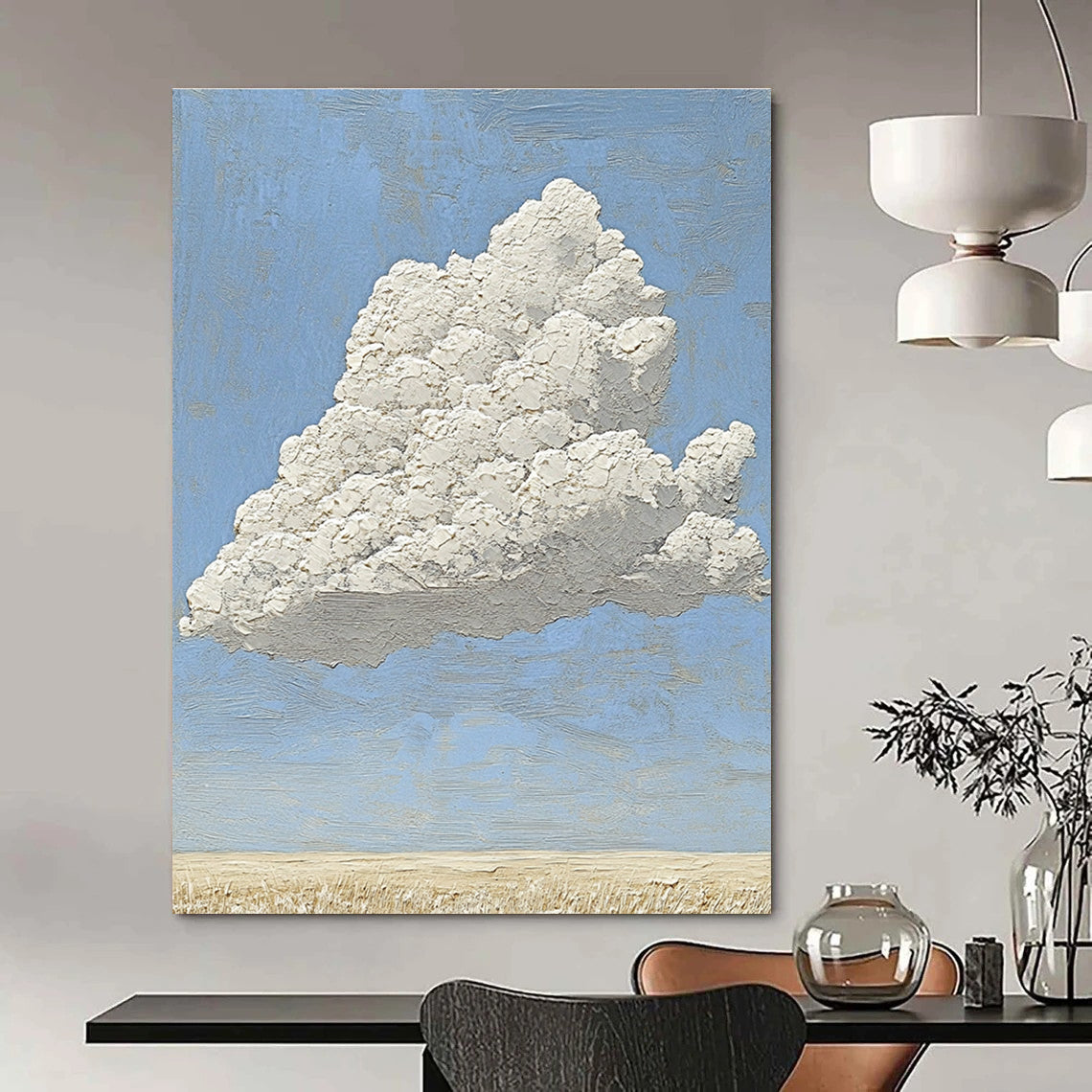 Textured Cloud in Blue Sky Art for Coastal Home Living Room & Aviation - Themed Lounge STSC1035