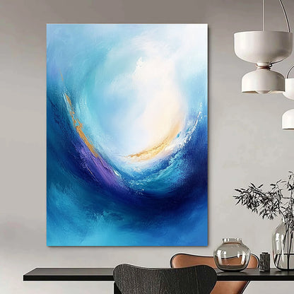 Elegant Blue - Gold Swirl Art for Dining Room & Hotel Lobby STSC042