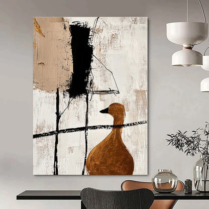 Abstract Duck with Gold Accents for Bohemian - Style Home & Quirky Art Café STSC466