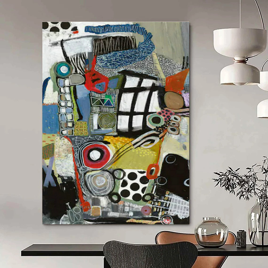 Colorful Collage Abstract Art for Creative Coworking Space & Eclectic Living Room DLZ1999