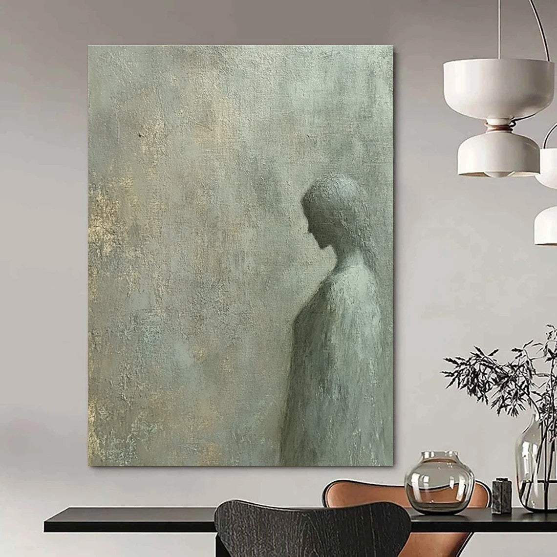 Shadowy Female Silhouette for Serene Meditation Room & Ethereal Art Gallery STSC997