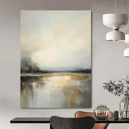 Misty Lake Landscape Art for Tranquil Bedroom & Lakeside Villa Lounge DLZ0830