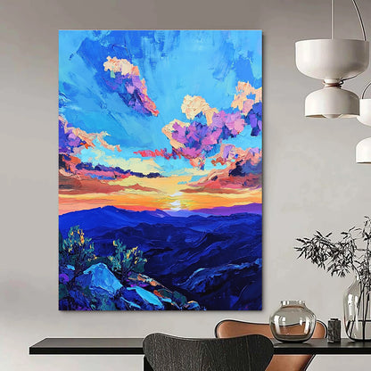 Colorful Mountain Sunset Vibrant Landscape Art for Adventure - Themed Home & Outdoor Enthusiast’s Living Room STSC1457