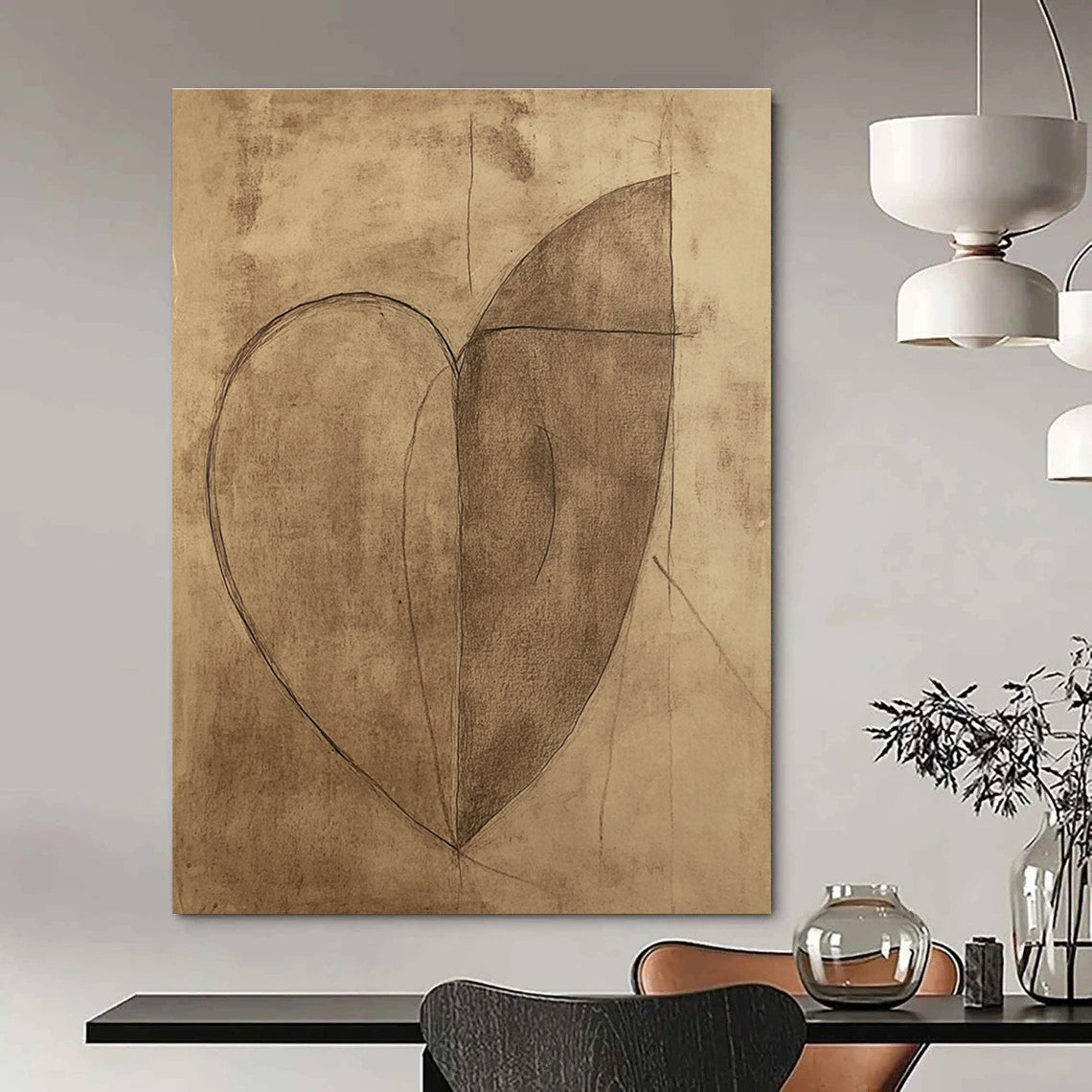 Minimalist Heart Sketch for Romantic Bedroom & Sentimental Art Gallery STSC983