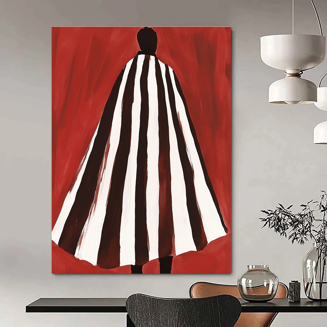 Figure in Striped Cloak Art for Themed Costume Shop & Avant - Garde Fashion Studio STSC932