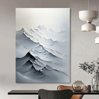 Textured Mountain Peaks Impasto Landscape Art for Rustic Home Lodge & Adventure - Themed Home Office STSC1493