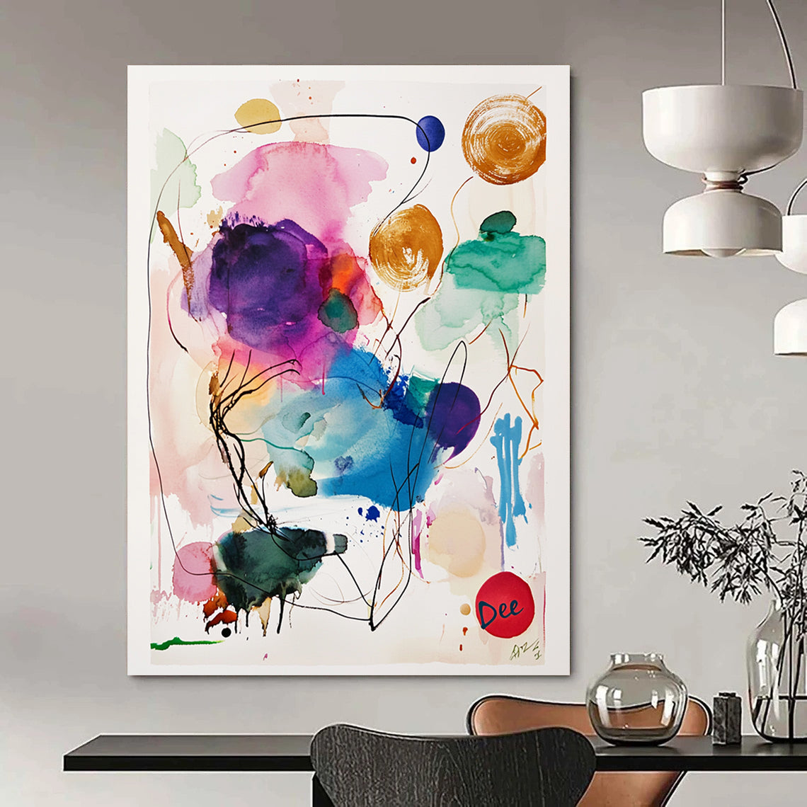 Watercolor Abstract Splashes for Artistic Home Studio & Bohemian Café STSC1046