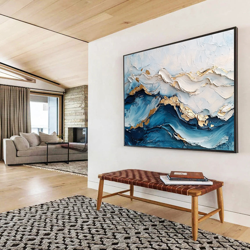 Minimalist Textured Wave Art for Scandinavian - Style Home & Calm Meditation Space SC102