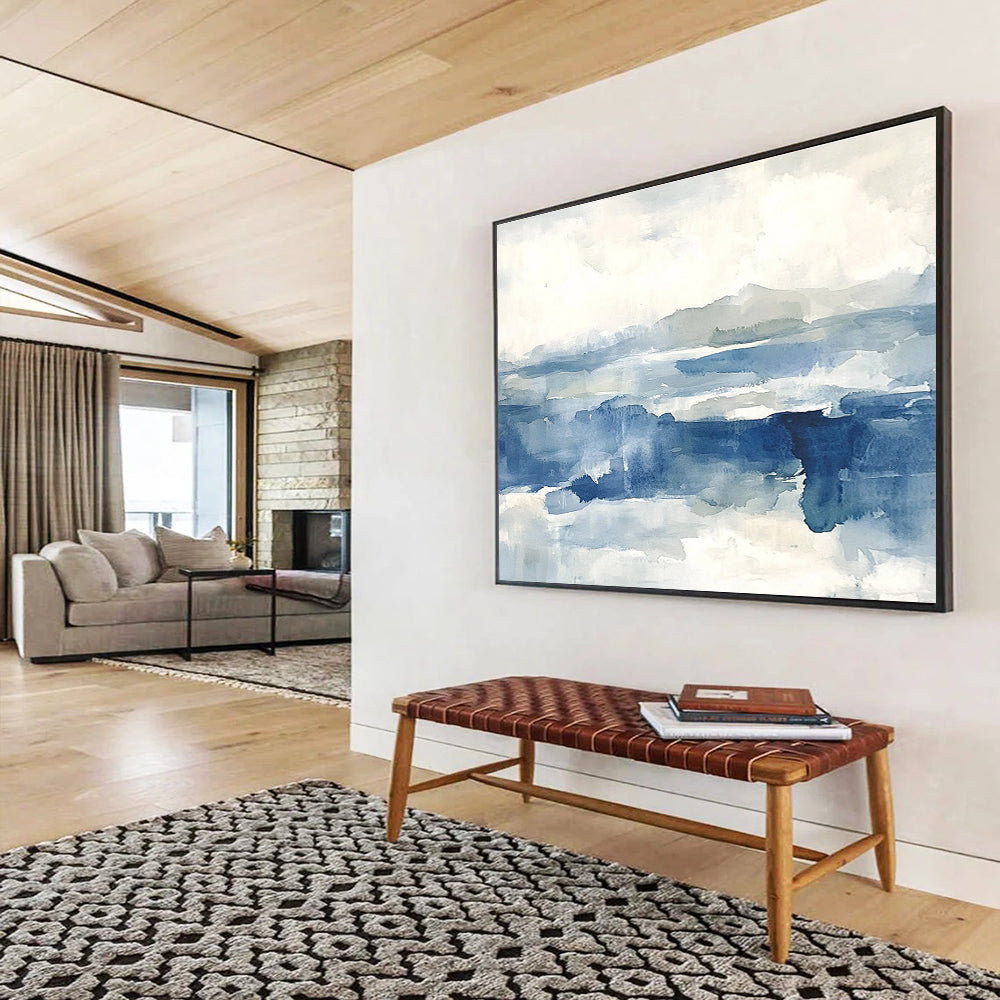 Blue - Toned Abstract Landscape Art for Coastal Home Office & Relaxing Beach House SC289