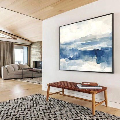 Blue - Toned Abstract Landscape Art for Coastal Home Office & Relaxing Beach House SC289
