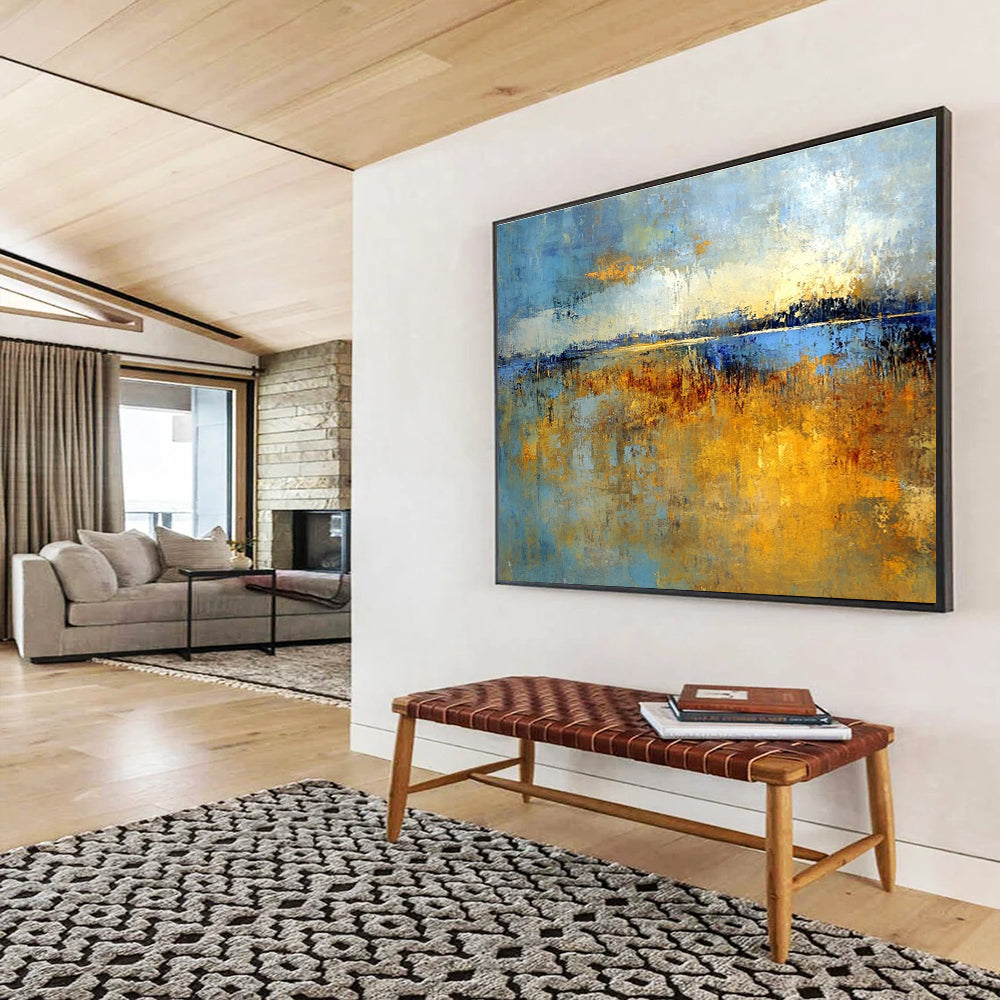 Blue and Gold Marshland Art for Nature - Inspired Office & Lakeside Café SC361