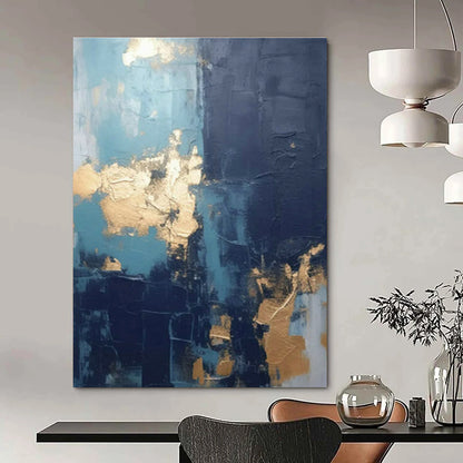 Blue - Gold Abstract Art for Luxury Hotel Suite & High - End Home Library DLZ1722